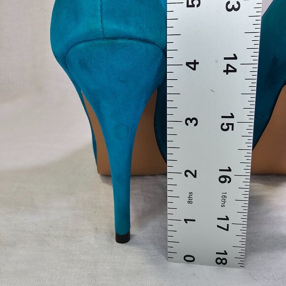Talbots 8W Skyla 2 Suede 4.25” Stiletto Heels Pumps Teal Turquoise - Picture 6 of 15